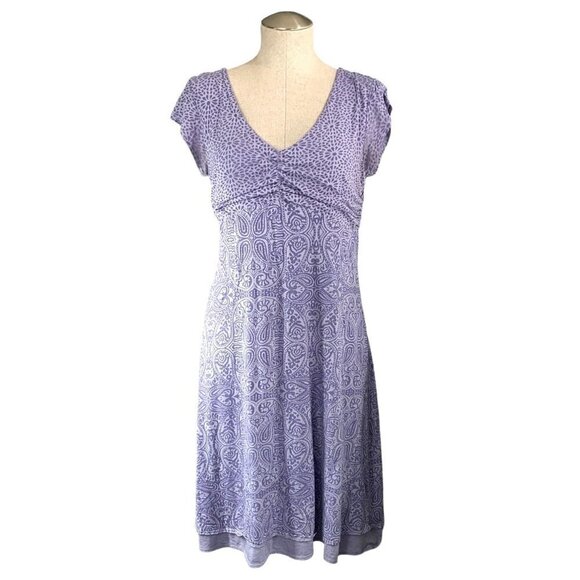 Athleta Dhara Paisley Double Layer Active Dress - Purple, Size Medium - Picture 1 of 7